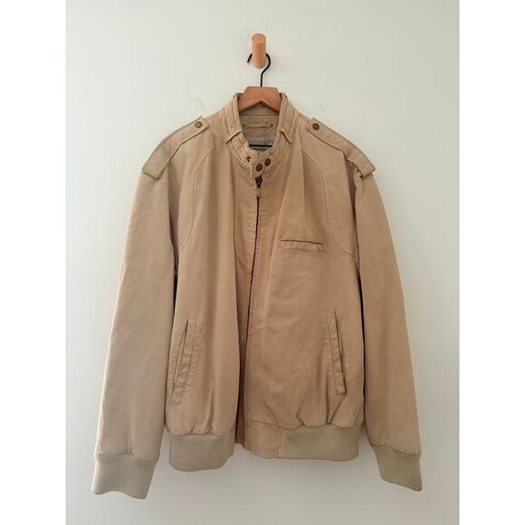 Wilsons Leather Bomber Jacket Mens XL Tan Cream Casual Genuine Leather - Picture 1 of 10